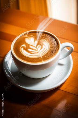 Latte art close up coffee