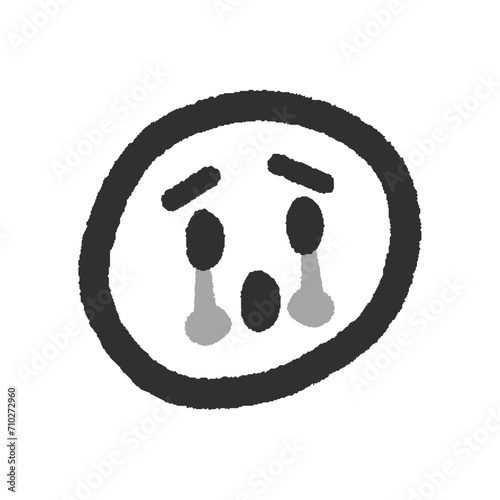 悲しい表情で涙を流す絵文字 - シンプルでかわいい手書きの泣き顔のデザイン素材
