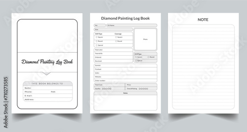Editable Diamond Painting Log Book Planner Kdp Interior printable template Design.