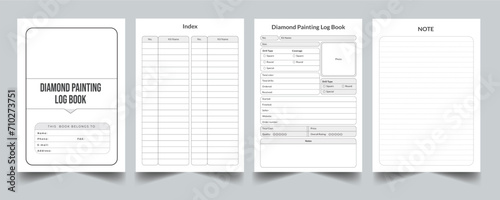 Editable Diamond Painting Log Book Planner Kdp Interior printable template Design.
