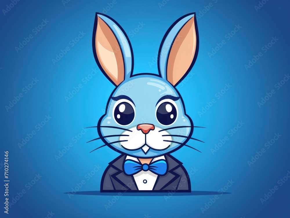 Fototapeta premium Rabbit in Tuxedo With Bow Tie, Classy. Flat style illustration.
