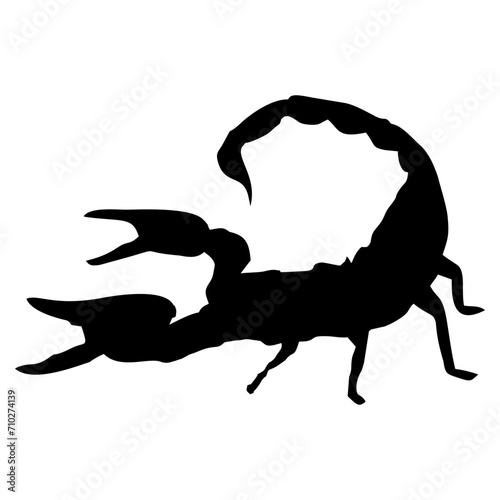 silhouette of a black scorpion walking