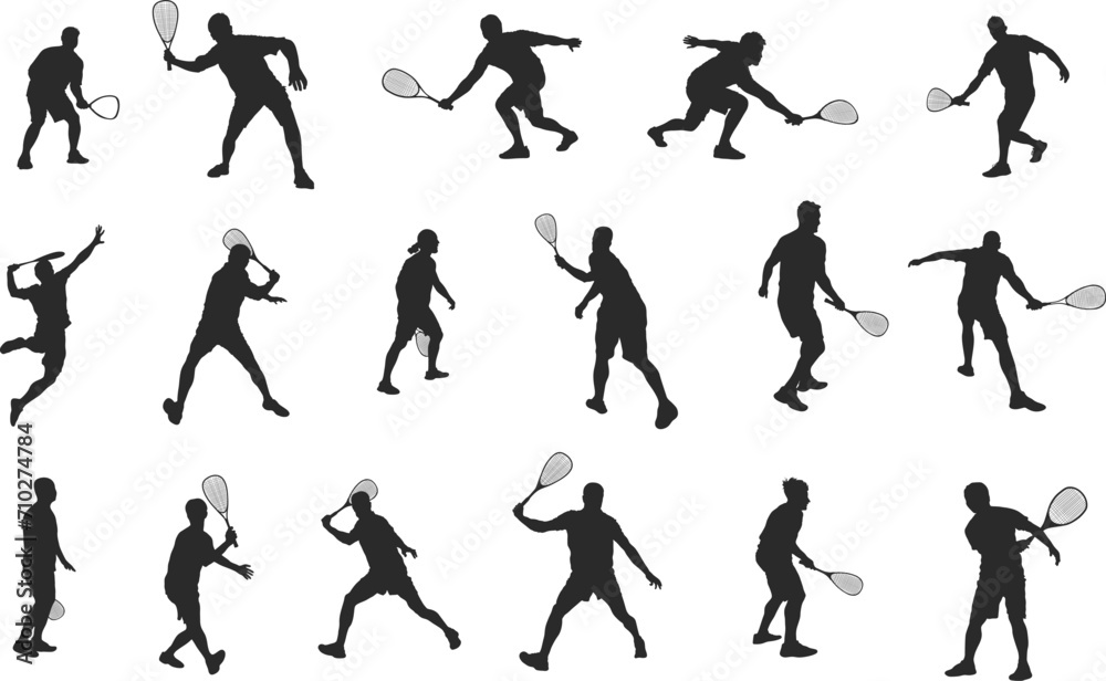 Squash players silhouette, Squash player svg, Squash silhouette, Squash player vector, Players silhouette, Players svg bundle. 