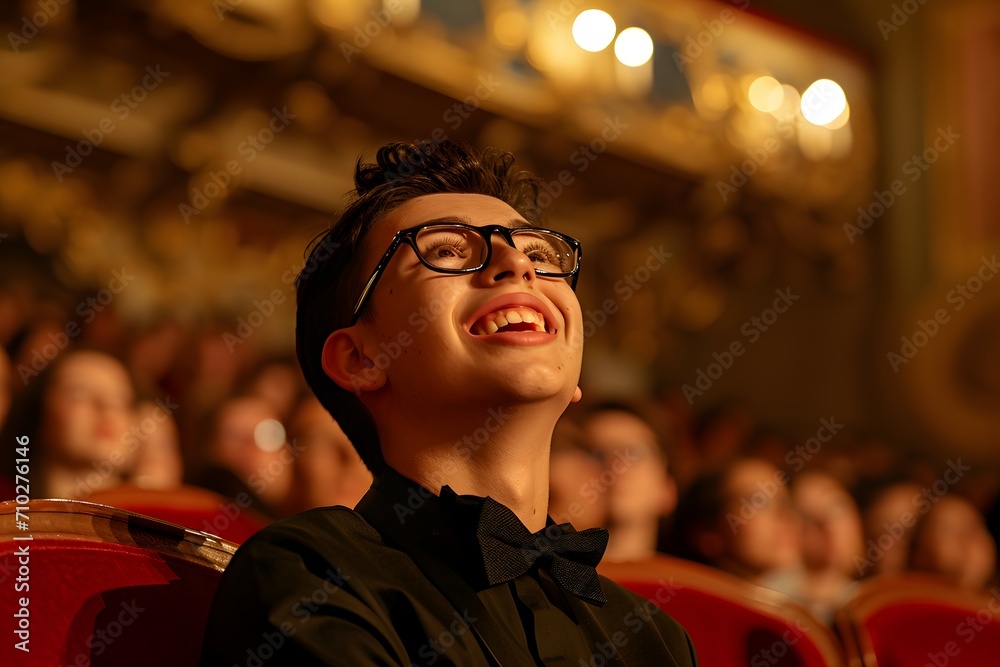 A Young Man Enjoying A Live Theater Opera Performance