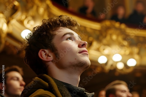 A Young Man Enjoying A Live Theater Opera Performance