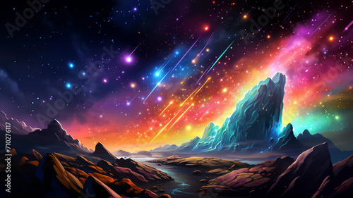 A vibrant and colorful background depicting a space photo