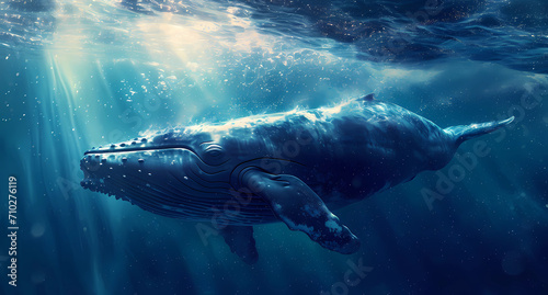 a whale which is swimming under water photo