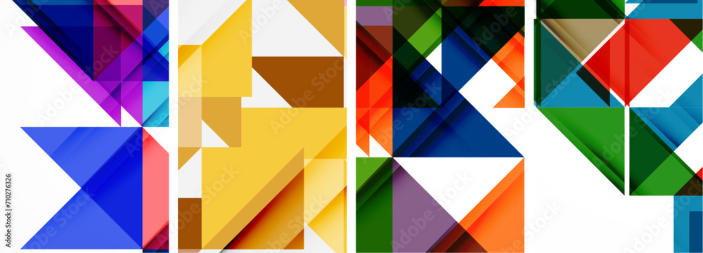 Set of abstract random triangle composition backgrounds. Vector illustration for for wallpaper, business card, cover, poster, banner, brochure, header, website