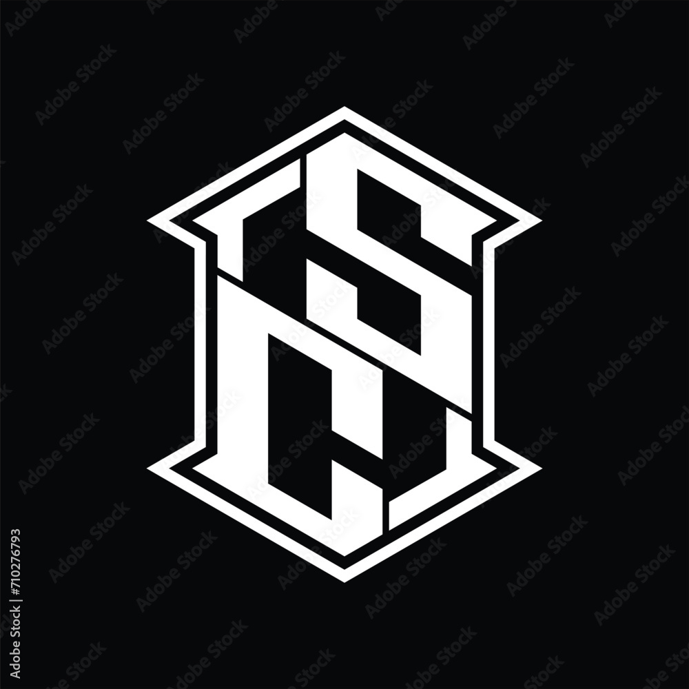 SC Logo monogram hexagon shield shape up and down with sharp corner isolated style design SC Logo monogram hexagon shield shape up and down with sharp corner isolated style design