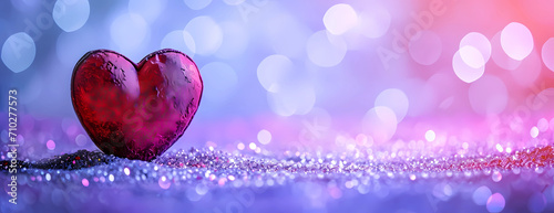 Red heart with a glittery background photo