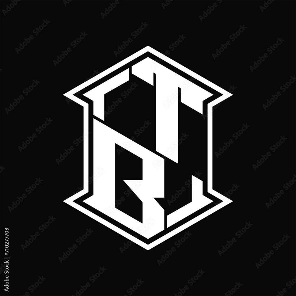 TB Logo monogram hexagon shield shape up and down with sharp corner isolated style design TB Logo monogram hexagon shield shape up and down with sharp corner isolated style design