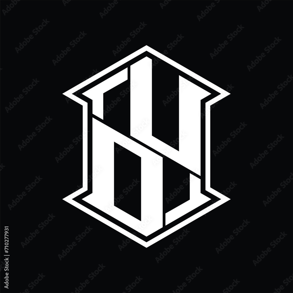 UD Logo monogram hexagon shield shape up and down with sharp corner isolated style design UD Logo monogram hexagon shield shape up and down with sharp corner isolated style design