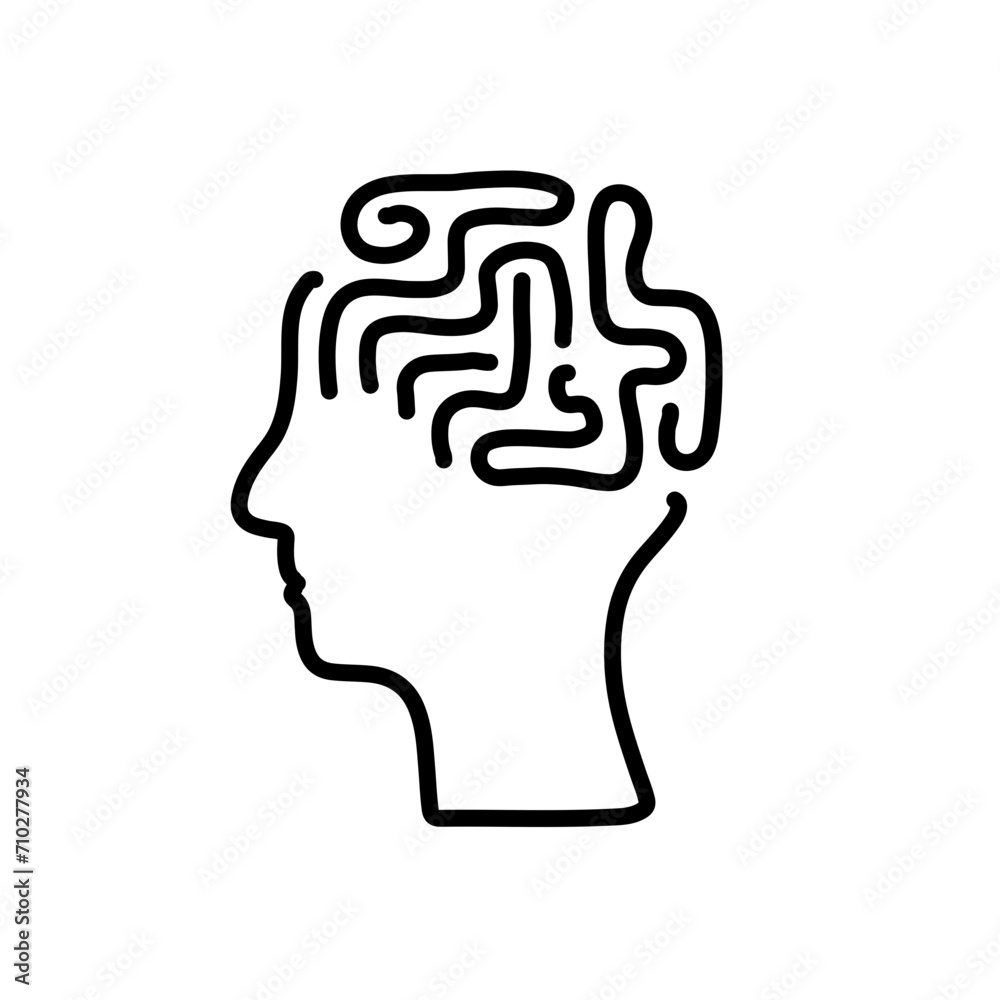 brain is a maze in head, icon brain is a maze in head, icon