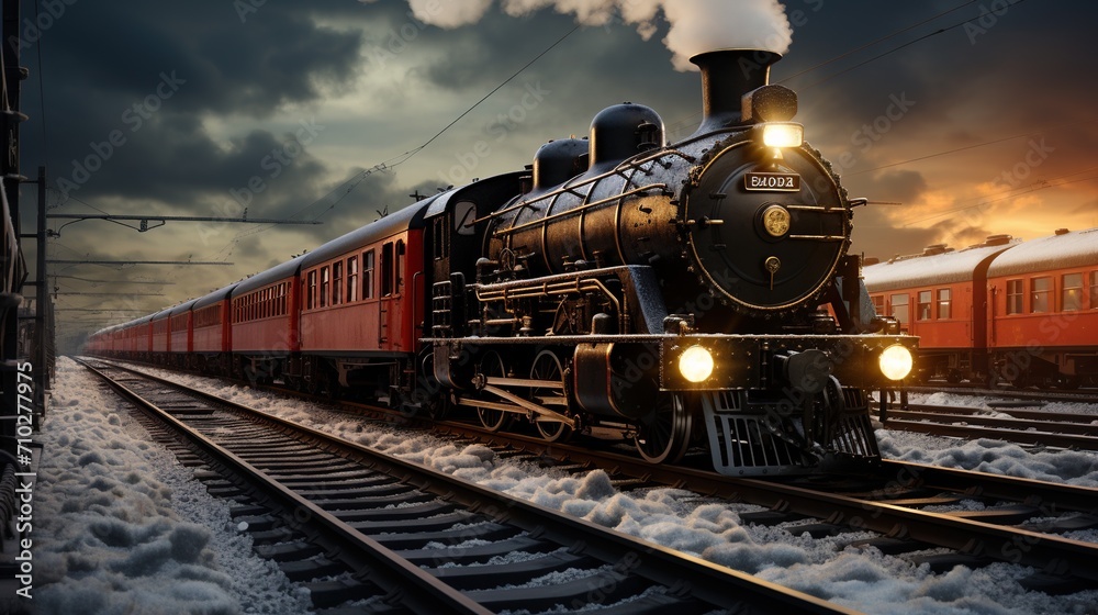 Naklejka premium Magical fantasy train to reach destination