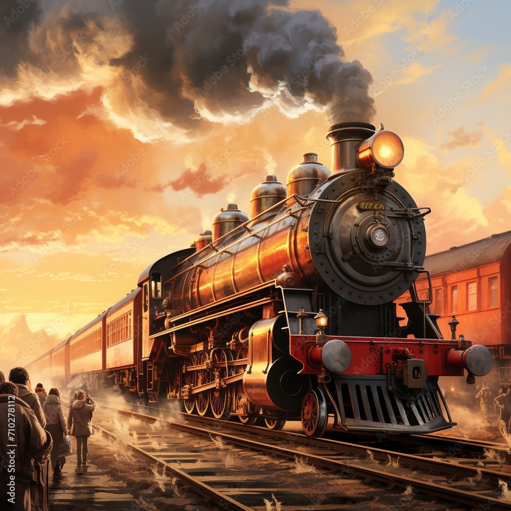 Naklejka premium Magical fantasy train to reach destination