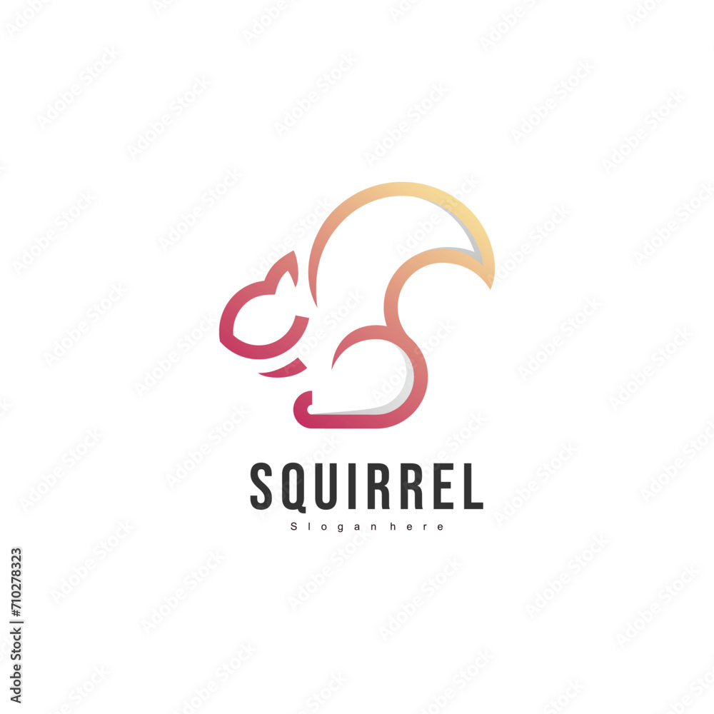 Gradient Line Squirrel Logo Design