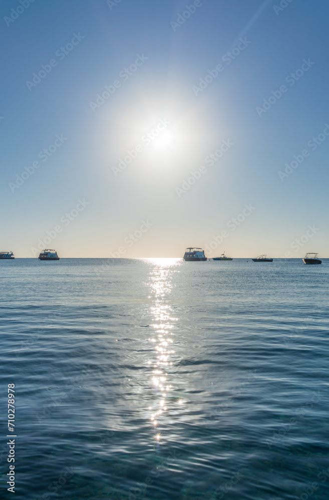 Fototapeta premium Sunrise over the sea. Panoramic seascape.