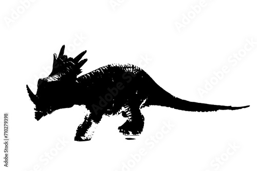 black dinosaur silhouette isolated on white background, model of dinosaurs toys © sutichak