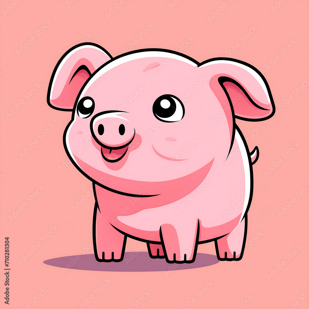 Adorable pig cartoon character with a cheerful expression. Adorable pig cartoon character with a cheerful expression.