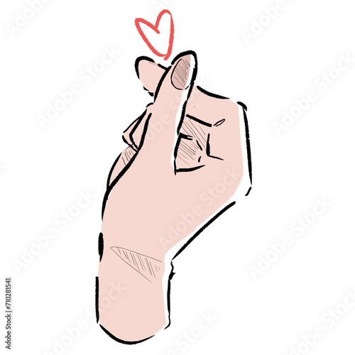 Ilustración, Corazón Coreano con la mano