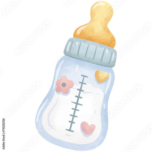 Foto Baby Bottle Pacifier Watercolor Illustration