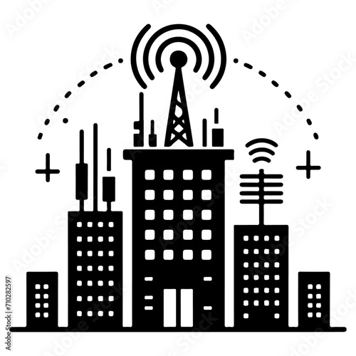 minimal mobile tower building tower icon vector silhouette