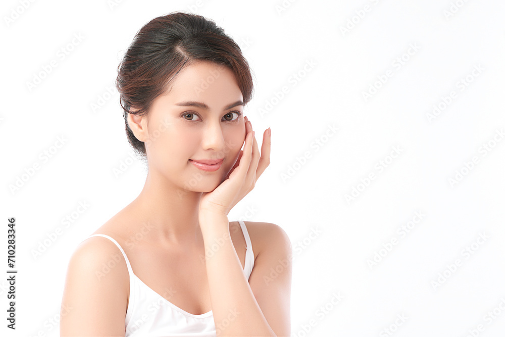 Beautiful young asian woman with clean fresh skin on white background, Face care, Facial treatment, Cosmetology, beauty and spa, Asian women portrait. Beautiful young asian woman with clean fresh skin on white background, Face care, Facial treatment, Cosmetology, beauty and spa, Asian women portrait.