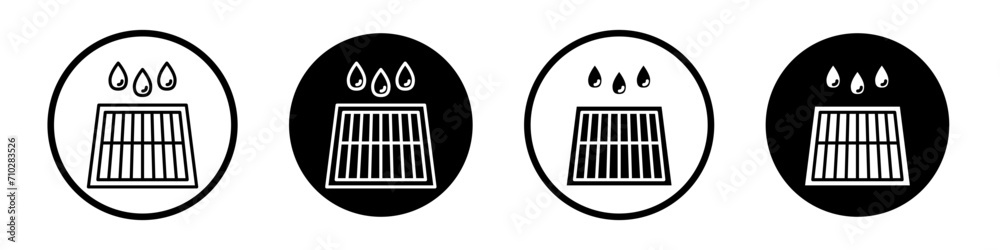 Sewer drain icon set. Grate Drainage vector symbol in a black filled and outlined style. Sewerage drain system sign. - obrazy, fototapety, plakaty 