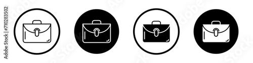 Briefcase icon set. Business work suitcase vector symbol in a black filled and outlined style. Officer job bag sign.