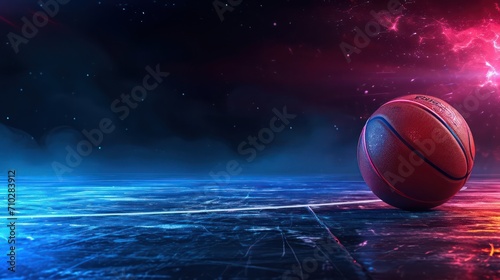 Basketball background with copy space. Highlighting close-up the ball of basketball