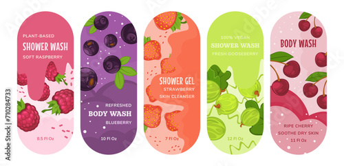 Sticker design set for shower gel package design photo