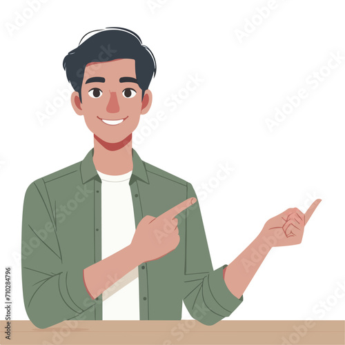 flat illustration of person character pointing at something. simple and minimalist design