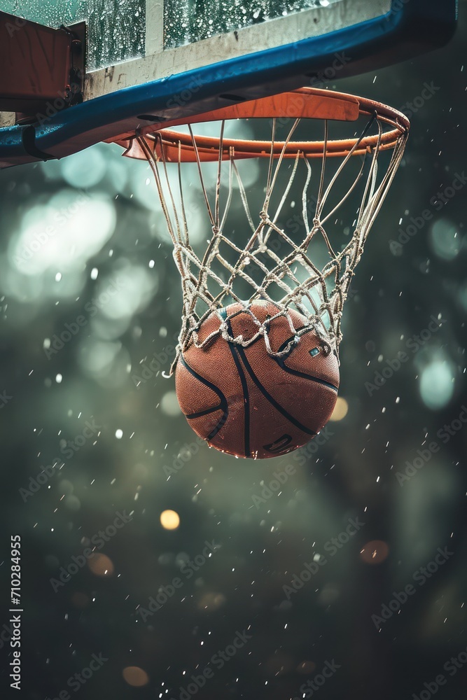 Basketball-themed background with ample copy space, showcasing the iconic basketball ring and arena.
