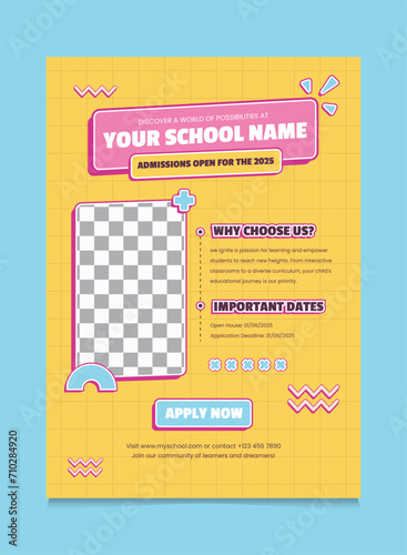 Retro Cute School Admission Poster
