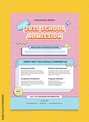 Retro Cute School Admission Poster