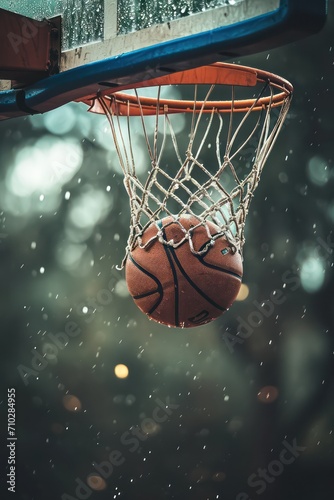 Basketball-themed background with ample copy space, showcasing the iconic basketball ring and arena. 