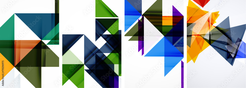 Set of colorful triangle poster cover template backgrounds. Vector illustration For Wallpaper, Banner, Background, Card, Book Illustration, landing page Set of colorful triangle poster cover template backgrounds. Vector illustration For Wallpaper, Banner, Background, Card, Book Illustration, landing page