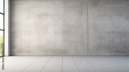 blank wall in bright concrete office with large window photo