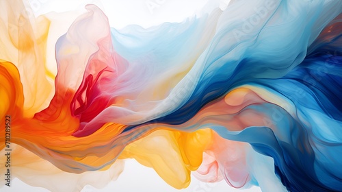 Abstract fluid motion of watercolor strokes blending together , abstract fluid motion, watercolor strokes, blending