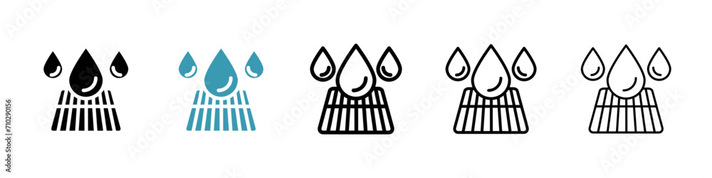 Drainage Grate Vector Icon Set. Water Drain System Vector Symbol for UI Design. - obrazy, fototapety, plakaty 