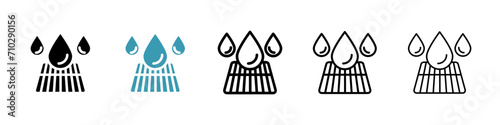 Drainage Grate Vector Icon Set. Water Drain System Vector Symbol for UI Design. photo