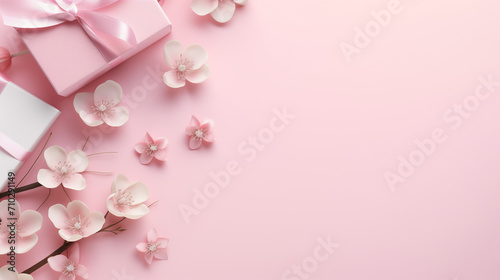 Women day and mother's day background banner in a feminine color © Teerasak