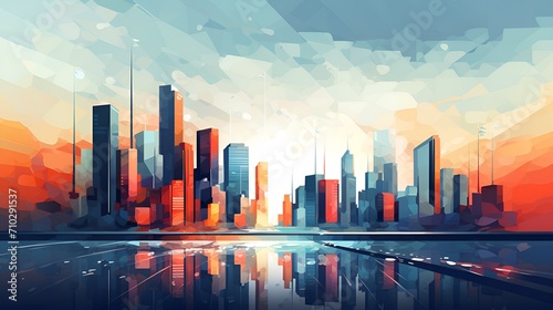 Abstract cityscape representing a colorful metropolis , abstract, cityscape, colorful metropolis
