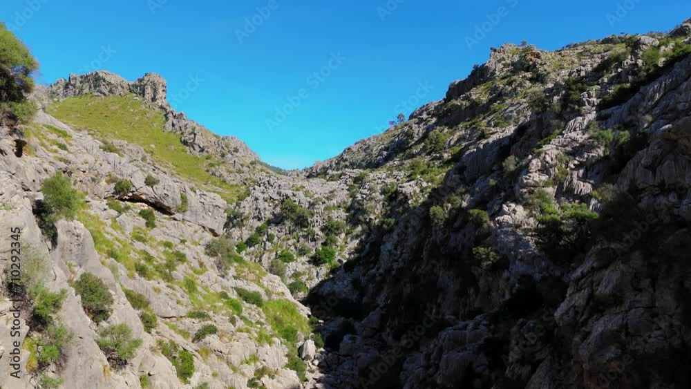 High Green Mountains Next To Sea, Aerial Drone Footage, Mallorca (Majorca). High Green Mountains Next To Sea, Aerial Drone Footage, Mallorca (Majorca).