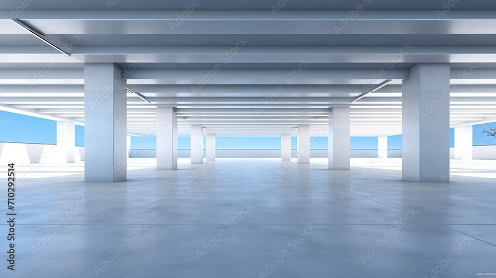 Obraz premium empty concrete floor for car park 3d rendering