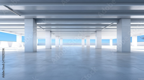 empty concrete floor for car park 3d rendering