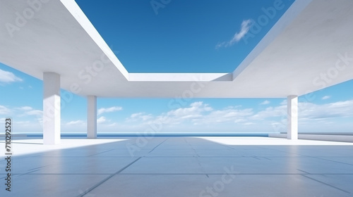 empty concrete floor for car park with beautiful sky view 3d rendering © Aura