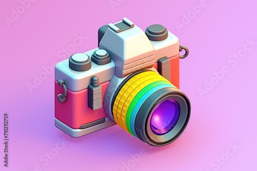 Colorful 3D cartoon camera isometric