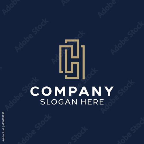 Letter HC CH Geometry Simple Monogram Logo