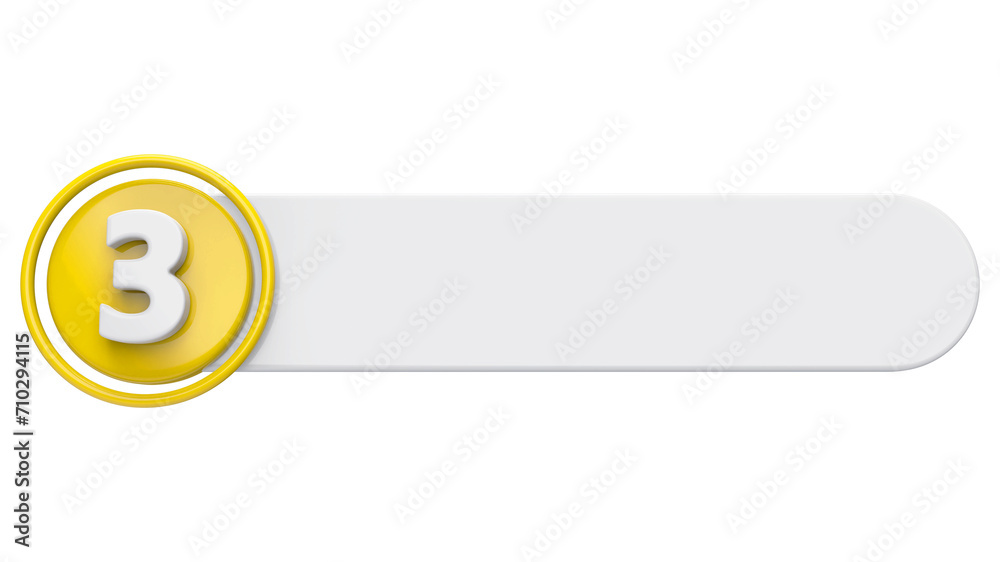 3d number 3 yellow infographic with label 3d render 3d number 3 yellow infographic with label 3d render